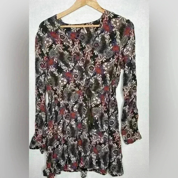 Free People Stealing Fire Printed Mini Dress Boho Bohemian Tassel Medium - Picture 10 of 10